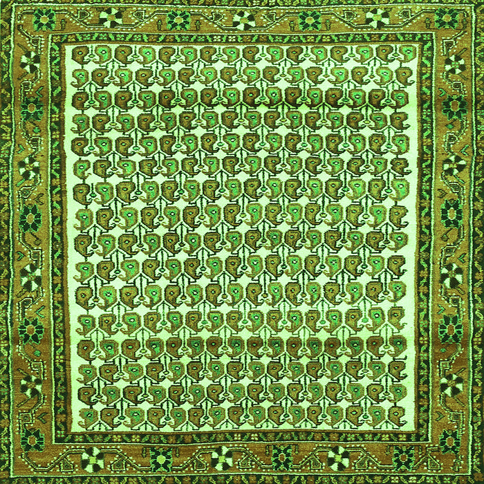 Round Machine Washable Persian Green Traditional Area Rugs, wshtr320grn