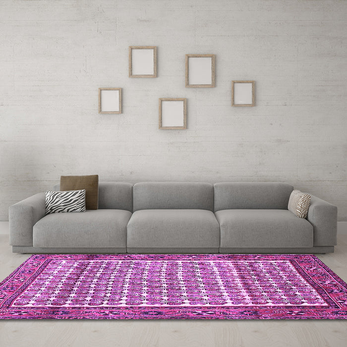 Machine Washable Persian Purple Traditional Area Rugs in a Living Room, wshtr320pur