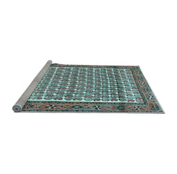 Sideview of Machine Washable Persian Light Blue Traditional Rug, wshtr320lblu