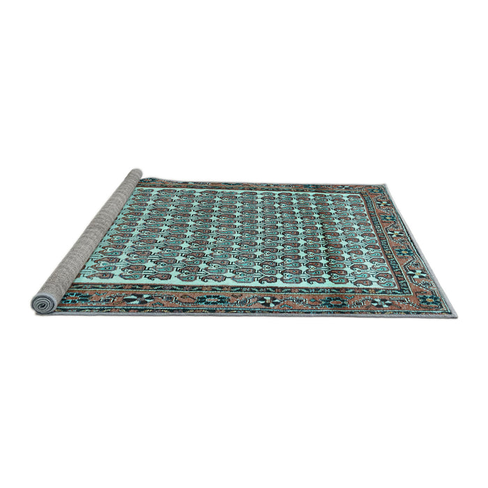 Sideview of Machine Washable Persian Light Blue Traditional Rug, wshtr320lblu