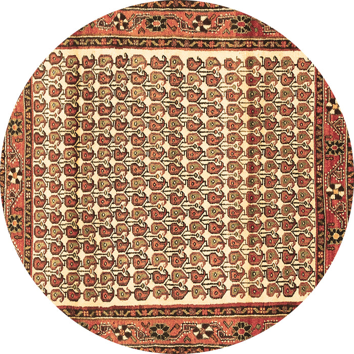 Round Persian Brown Traditional Rug, tr320brn