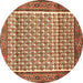 Round Persian Brown Traditional Rug, tr320brn