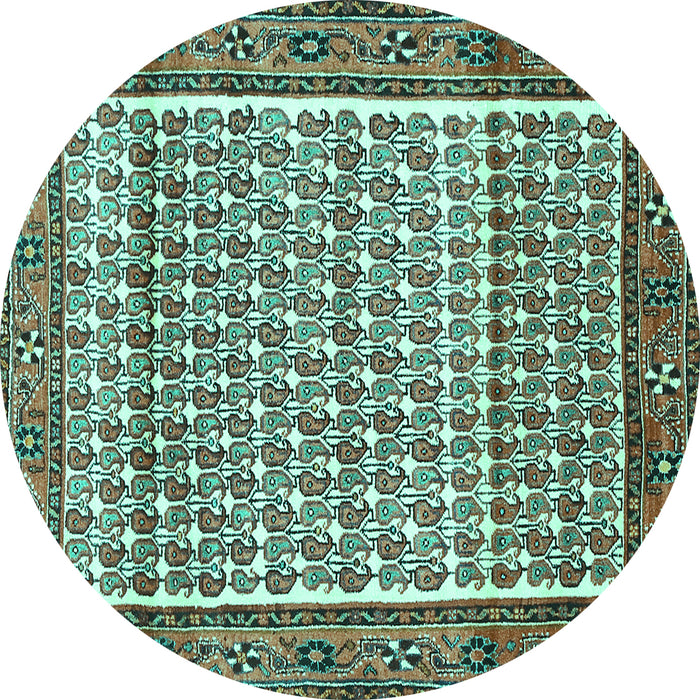 Round Persian Turquoise Traditional Rug, tr320turq
