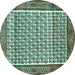 Round Persian Turquoise Traditional Rug, tr320turq