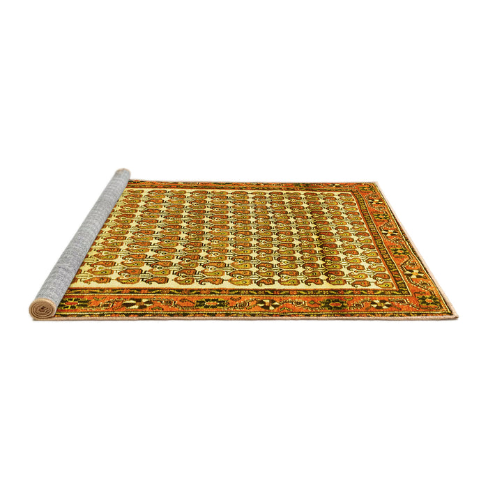 Sideview of Machine Washable Persian Yellow Traditional Rug, wshtr320yw