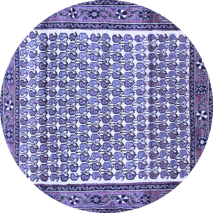 Round Machine Washable Persian Blue Traditional Rug, wshtr320blu