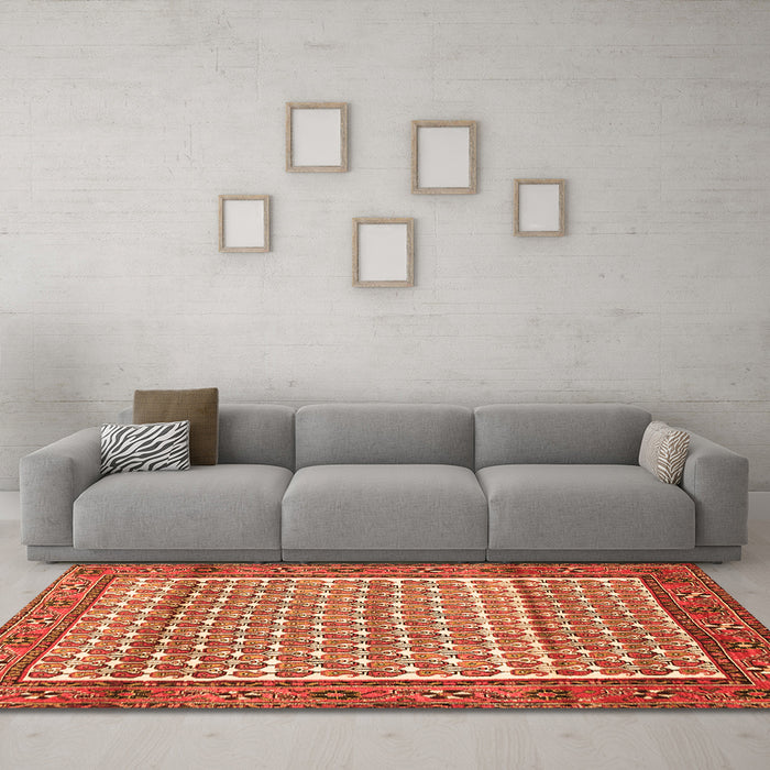 Machine Washable Persian Orange Traditional Area Rugs in a Living Room, wshtr320org