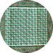 Round Machine Washable Persian Turquoise Traditional Area Rugs, wshtr320turq