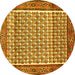 Round Machine Washable Persian Yellow Traditional Rug, wshtr320yw