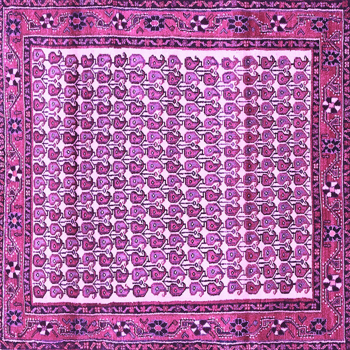 Square Machine Washable Persian Purple Traditional Area Rugs, wshtr320pur