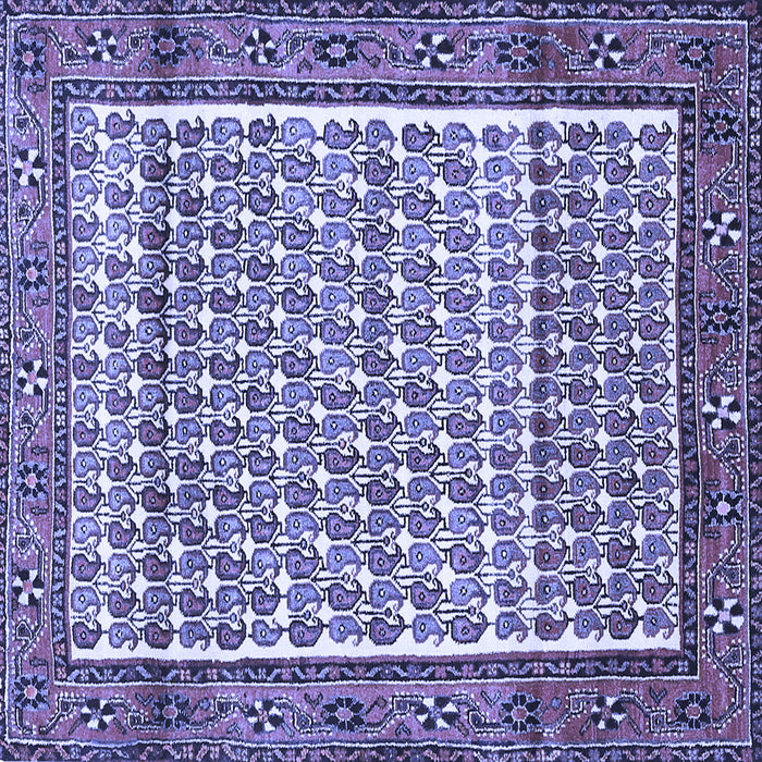 Square Machine Washable Persian Blue Traditional Rug, wshtr320blu