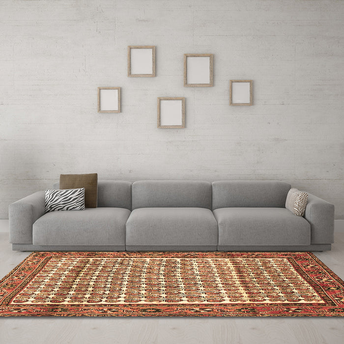 Machine Washable Persian Brown Traditional Rug in a Living Room,, wshtr320brn