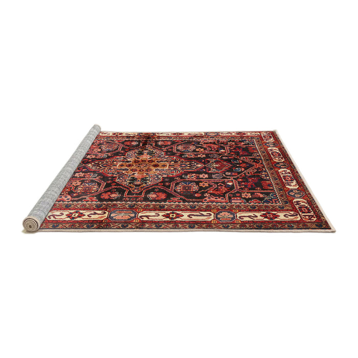 Sideview of Machine Washable Traditional Saffron Red Rug, wshtr321