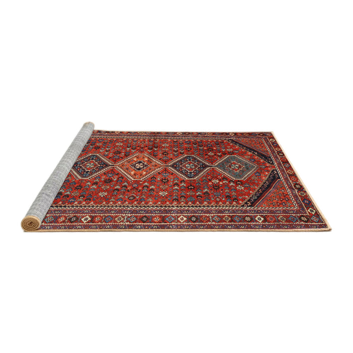 Sideview of Machine Washable Traditional Dark Gold Brown Rug, wshtr3210