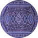 Round Persian Blue Traditional Rug, tr3210blu