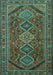 Machine Washable Persian Turquoise Traditional Area Rugs, wshtr3210turq