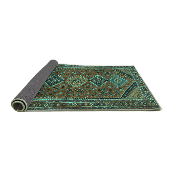Sideview of Persian Turquoise Traditional Rug, tr3210turq