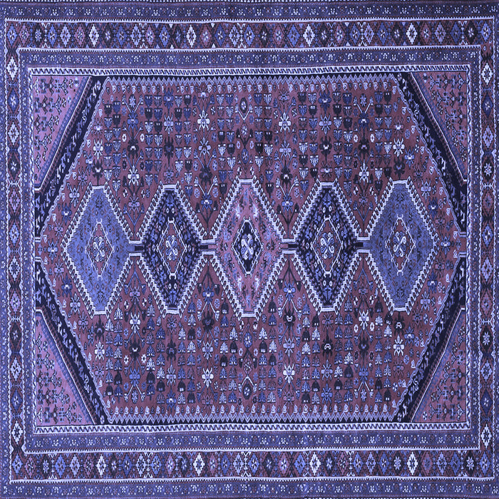 Square Machine Washable Persian Blue Traditional Rug, wshtr3210blu