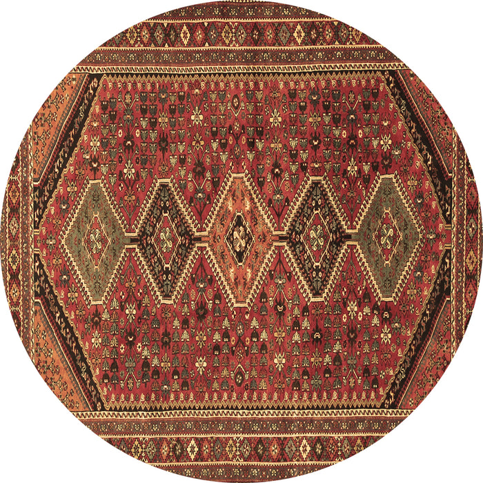 Round Machine Washable Persian Brown Traditional Rug, wshtr3210brn