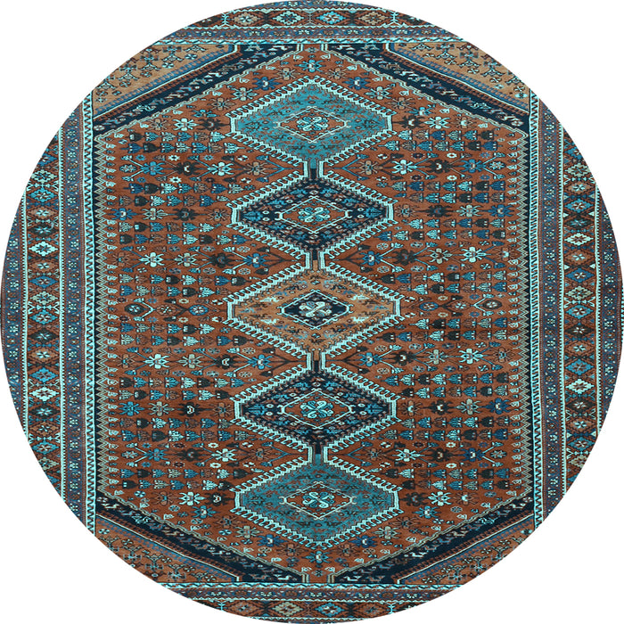 Round Persian Light Blue Traditional Rug, tr3210lblu