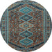 Round Persian Light Blue Traditional Rug, tr3210lblu