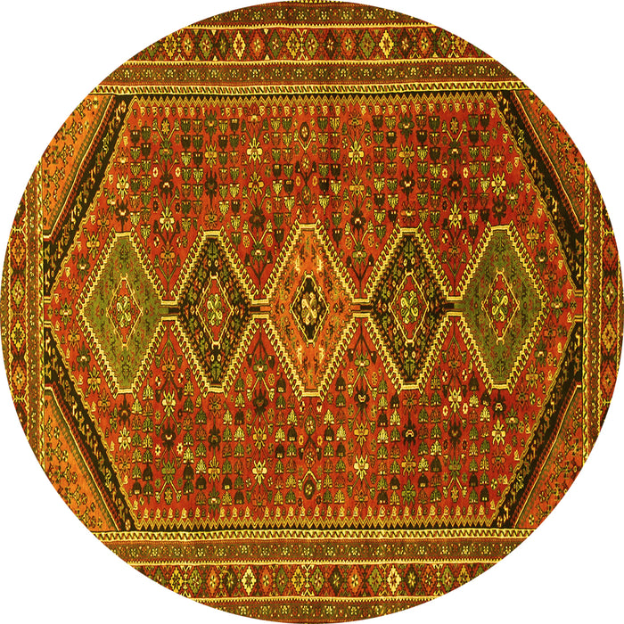 Round Persian Yellow Traditional Rug, tr3210yw