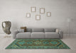 Machine Washable Persian Turquoise Traditional Area Rugs in a Living Room,, wshtr3210turq