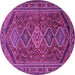 Round Machine Washable Persian Purple Traditional Area Rugs, wshtr3210pur