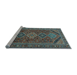 Sideview of Machine Washable Persian Light Blue Traditional Rug, wshtr3210lblu