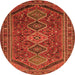 Square Persian Orange Traditional Rug, tr3210org