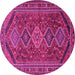 Round Machine Washable Persian Pink Traditional Rug, wshtr3210pnk