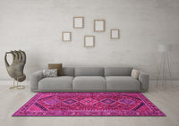 Machine Washable Persian Pink Traditional Rug, wshtr3210pnk