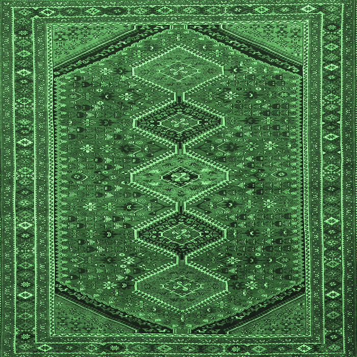 Square Persian Emerald Green Traditional Rug, tr3210emgrn