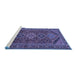 Sideview of Machine Washable Persian Blue Traditional Rug, wshtr3210blu