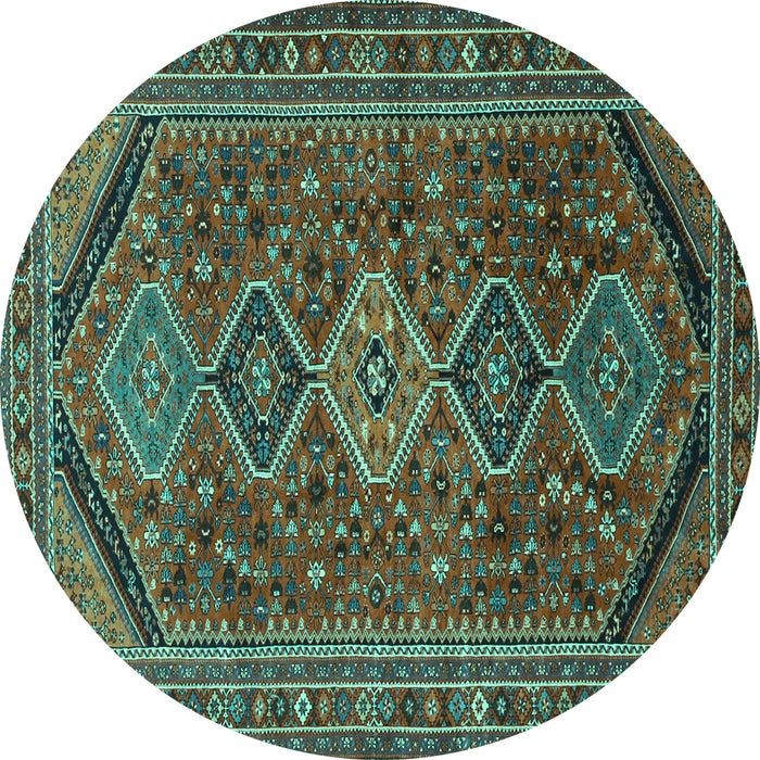 Round Persian Turquoise Traditional Rug, tr3210turq