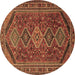 Round Persian Brown Traditional Rug, tr3210brn