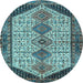 Round Persian Light Blue Traditional Rug, tr3211lblu
