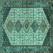 Square Machine Washable Persian Turquoise Traditional Area Rugs, wshtr3211turq