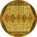 Round Machine Washable Persian Yellow Traditional Rug, wshtr3211yw