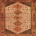 Round Machine Washable Persian Orange Traditional Area Rugs, wshtr3211org