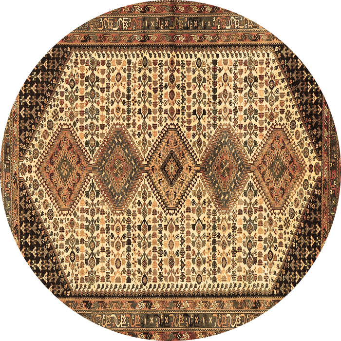 Round Machine Washable Persian Brown Traditional Rug, wshtr3211brn