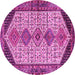 Round Machine Washable Persian Pink Traditional Rug, wshtr3211pnk