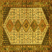 Square Machine Washable Persian Yellow Traditional Rug, wshtr3211yw