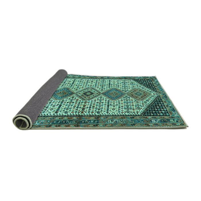 Sideview of Persian Turquoise Traditional Rug, tr3211turq