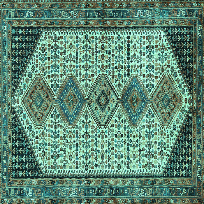 Square Persian Turquoise Traditional Rug, tr3211turq