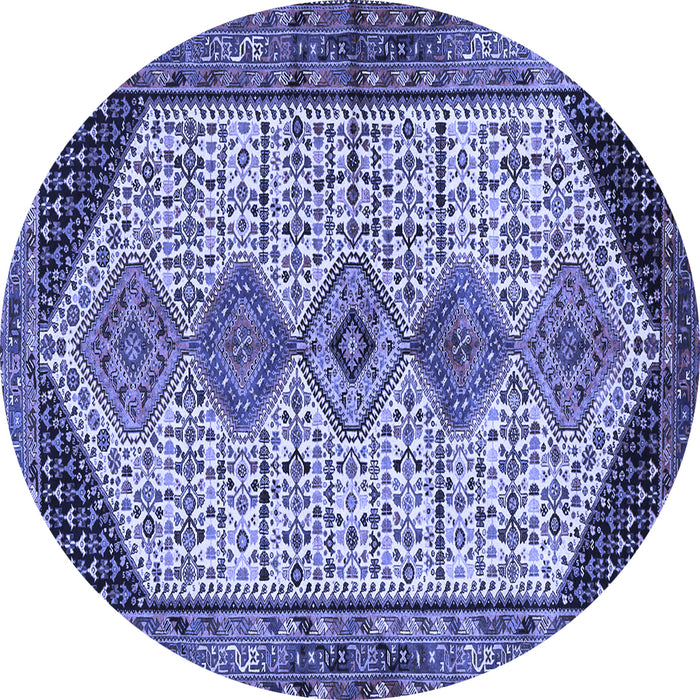 Round Machine Washable Persian Blue Traditional Rug, wshtr3211blu
