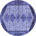 Round Machine Washable Persian Blue Traditional Rug, wshtr3211blu