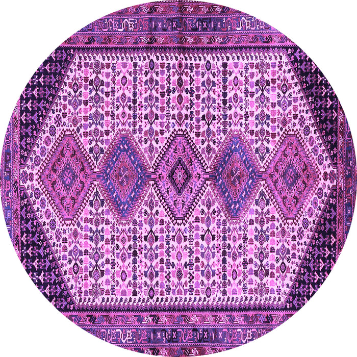 Round Persian Purple Traditional Rug, tr3211pur