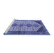 Sideview of Machine Washable Persian Blue Traditional Rug, wshtr3211blu