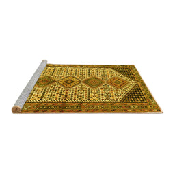 Sideview of Machine Washable Persian Yellow Traditional Rug, wshtr3211yw